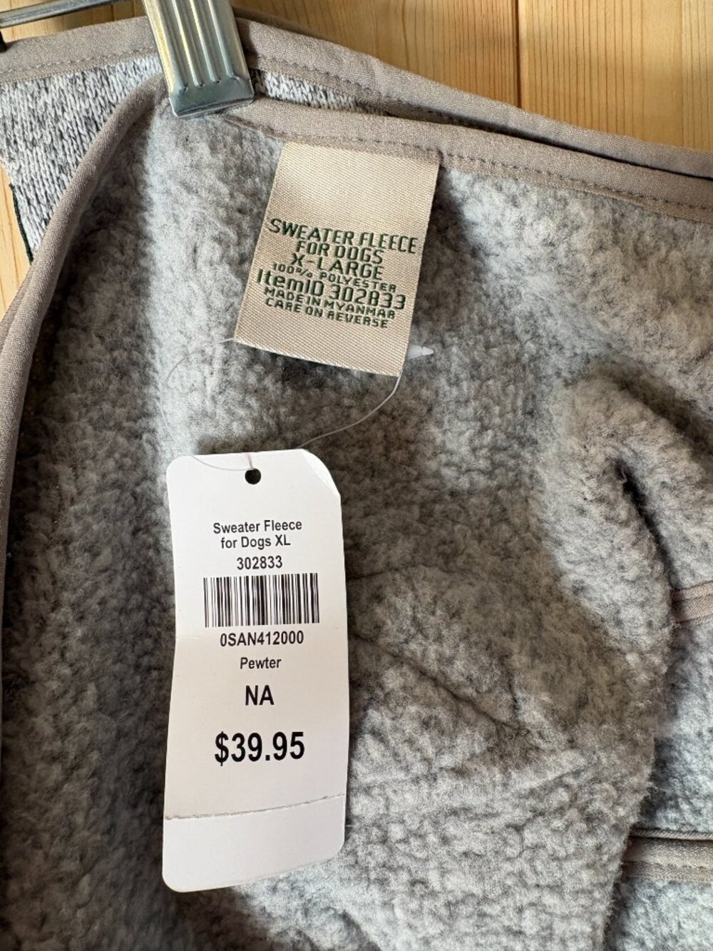 L.L. Bean Dog Sweater XL NWT Fleece Pewter Warm Cozy Pet Jacket - Picture 2 of 4